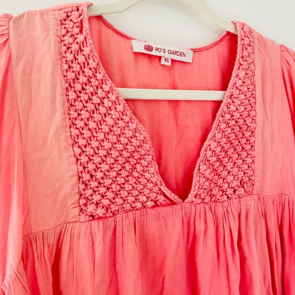 Orange and Pink Ruffled Tiered Sundress with Bishop Sleeves - Picture 4 of 9